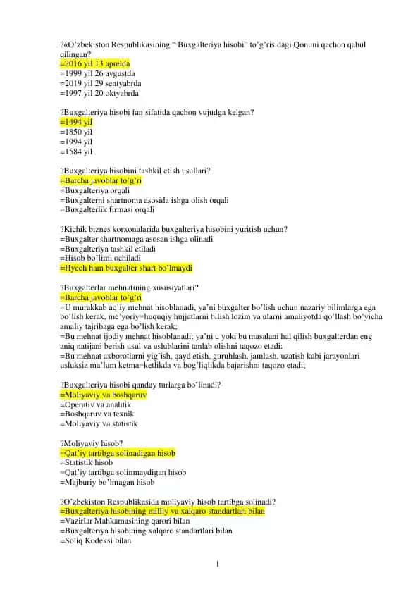 O'zbekiston Respublikasining "Buxgalteriya hisobi" to'g'risidagi Qonun