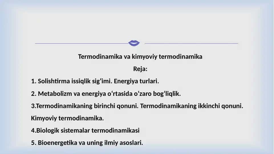 Termodinamika va kimyoviy termodinamika