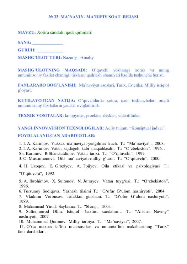 Xotira saodati, qadr qimmati!