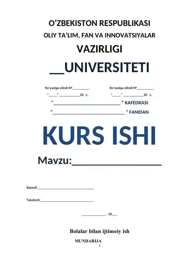 Bolalar bilan ijtimoiy ish (Kurs ishi)