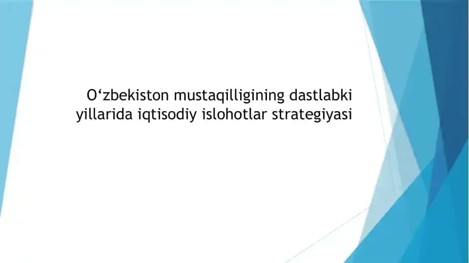 O‘zbekiston mustaqilligining dastlabki yillarida iqtisodiy islohotlar strategiyasi