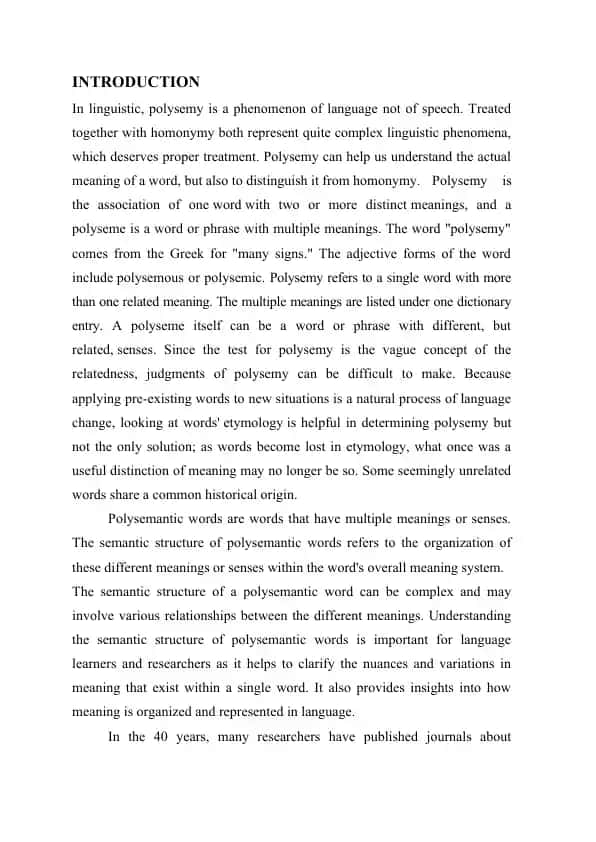 Semantic Structure of Polysemantic Words in English and Uzbek Languages