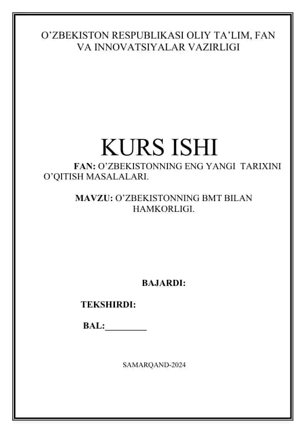 BMT bilan hamkorligi
