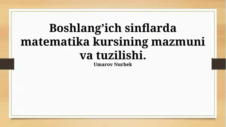 Boshlang'ich matematika kursi