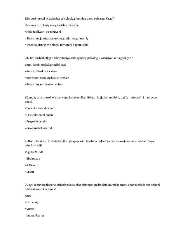 Eksperimental psixologiya haqida taqdimot