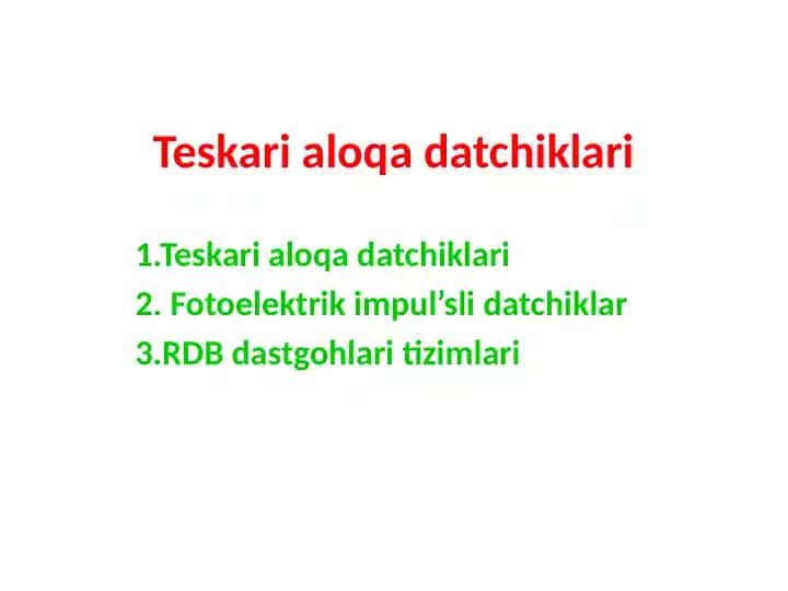 Teskari aloqa datchiklari