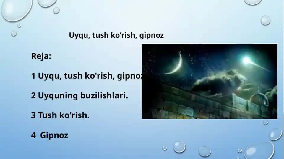 Uyqu, tush ko'rish, gipnoz