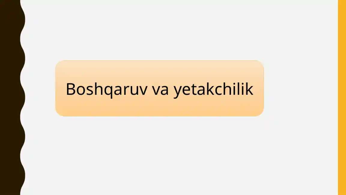 Boshqaruv va yetakchilik