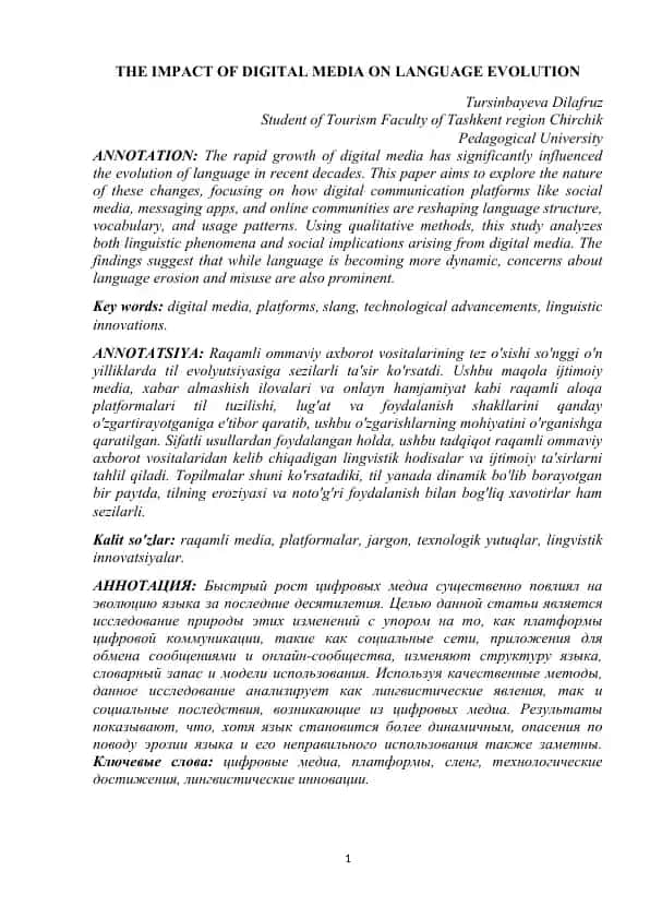 THE IMPACT OF DIGITAL MEDIA ON LANGUAGE EVOLUTION