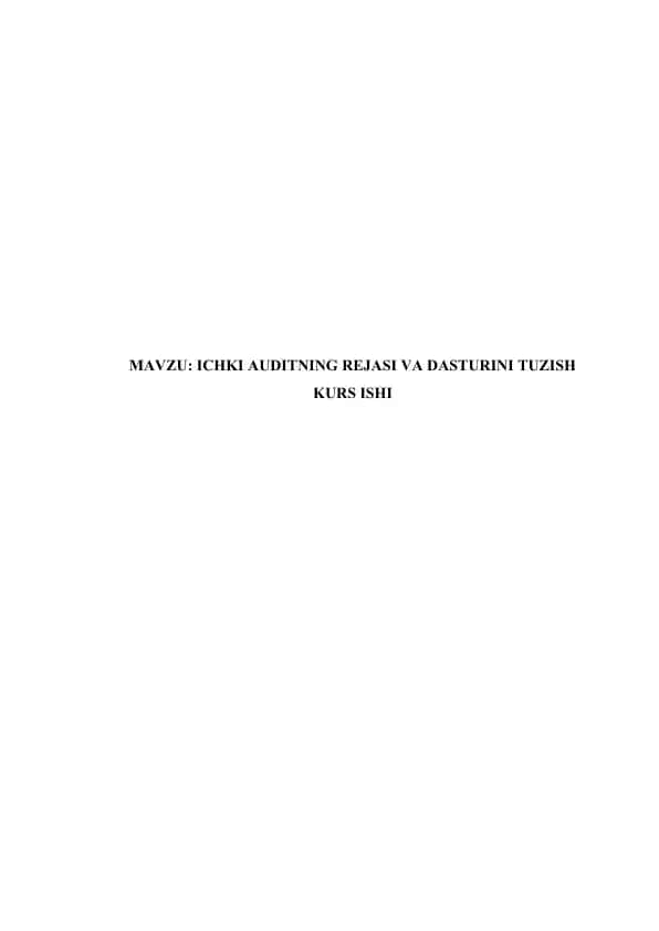 Ichki auditning rejasi va dasturini tuzish