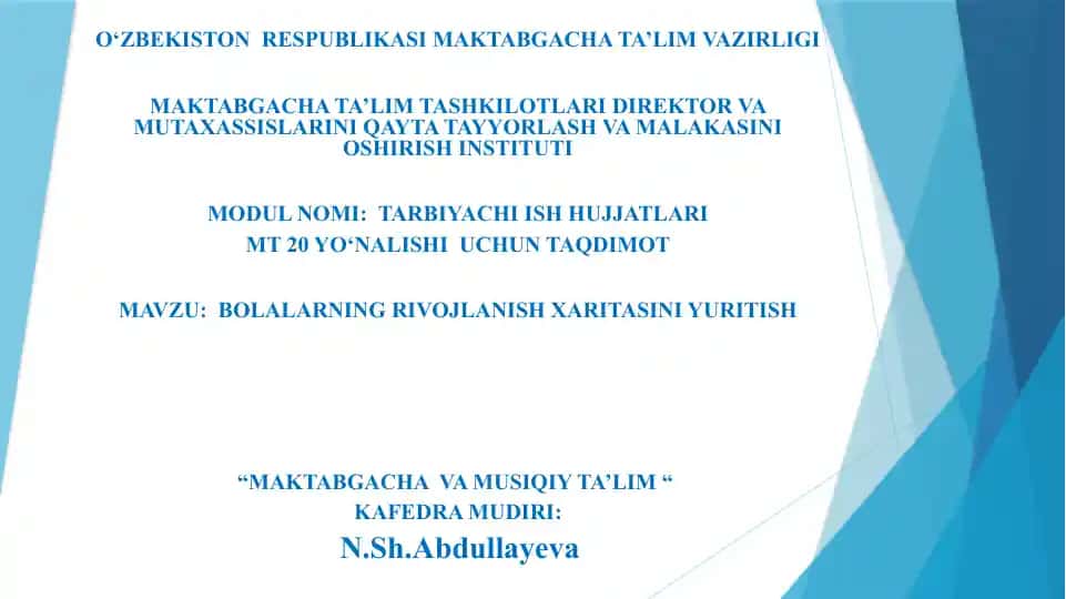 TARBIYACHI ISH HUJJATLARI modul nomi