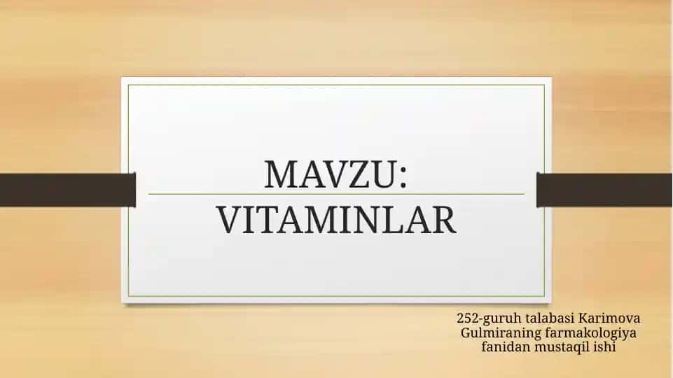 Vitaminlar
