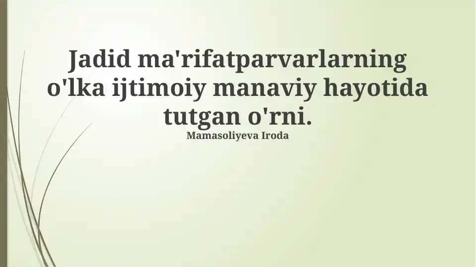 Jadid Harakati va Milliy Uygʻonish