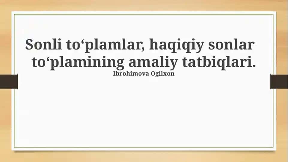 Cheklangan To'plamlar va Haqiqiy Sonlar To'plamining O'zaro Aloqasi