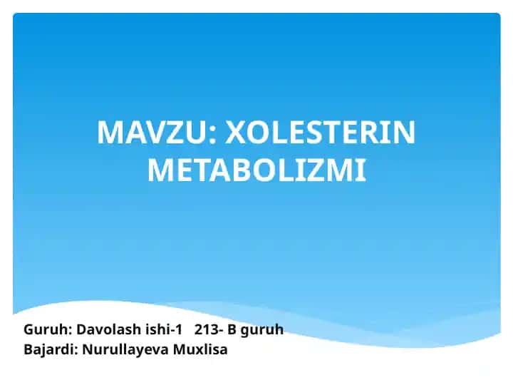 Xolesterin Metabolizmi