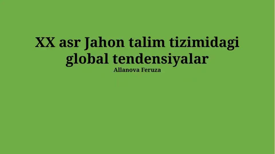 Ta'lim Sifati va Tenglik Masalalari