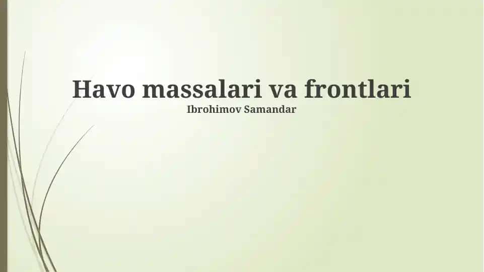 Havomassalar va frontlari
