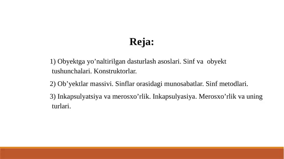 Obyektga yo’naltirilgan dasturlash asoslari