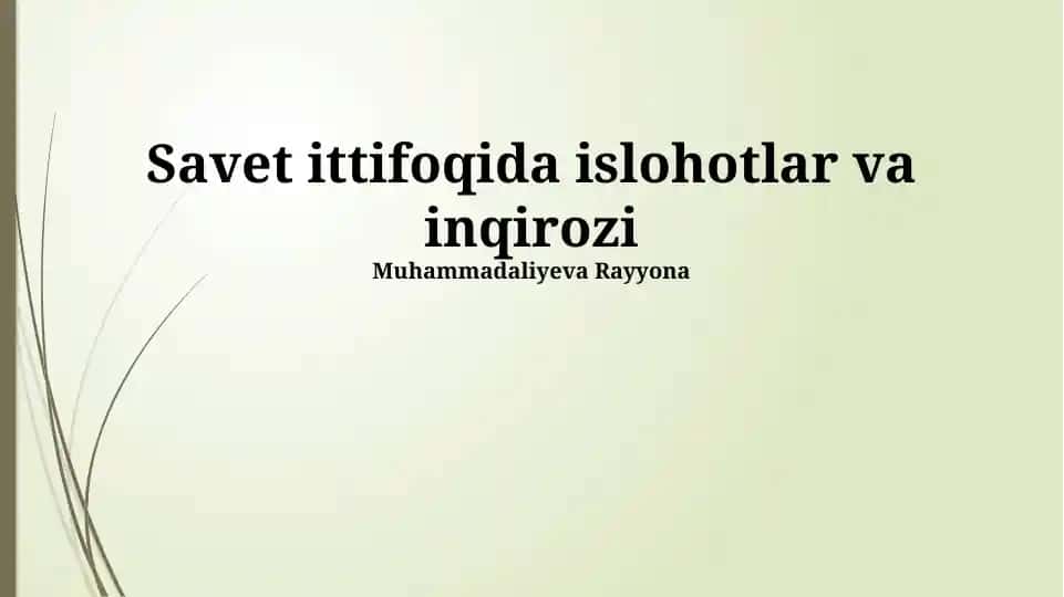 Sovet Ittifoqidagi islohotlar va inqirozi