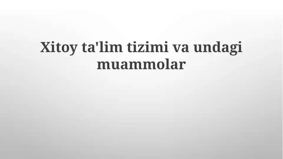 Xitoy ta'lim tizimi
