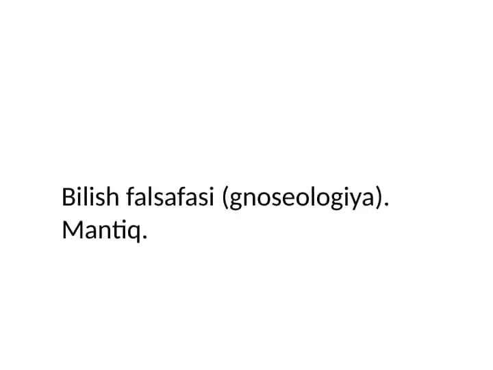 Bilishfalsafasi (Gnoseologiya)