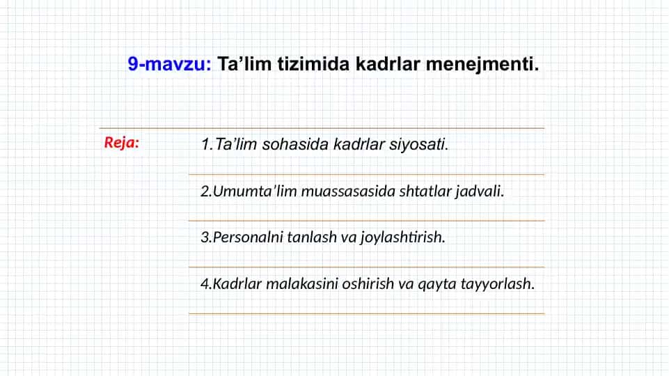 Ta’lim tizimida kadrlar menejmenti