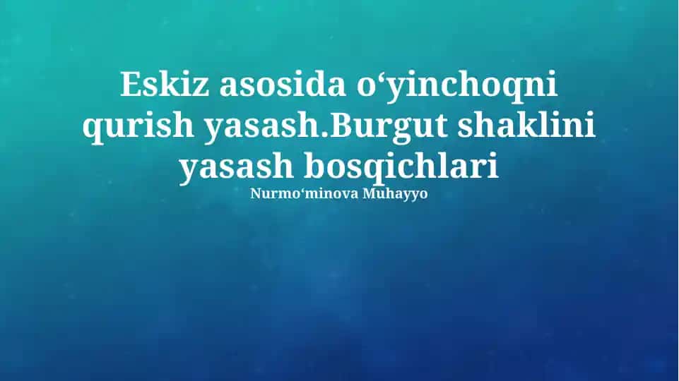 Burgut shaklidagi o'yinchoq modeli