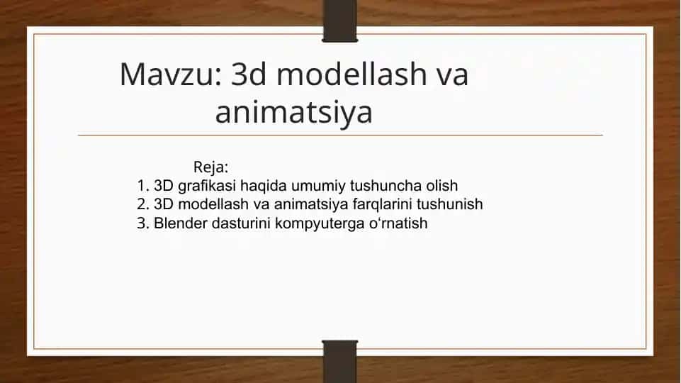 3d modellash va animatsiya