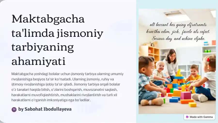 Maktabgacha ta'limda jismoniy tarbiyaning ahamiyati