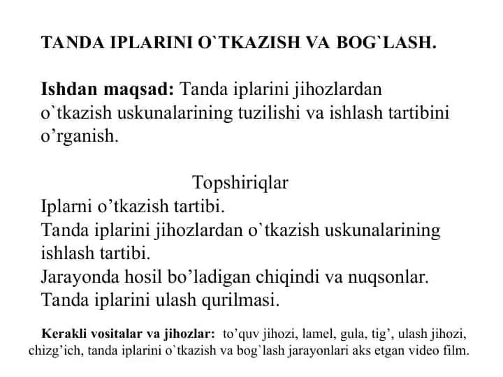 Tanda IPLarini O`TKAZISH VA BOG`LASH