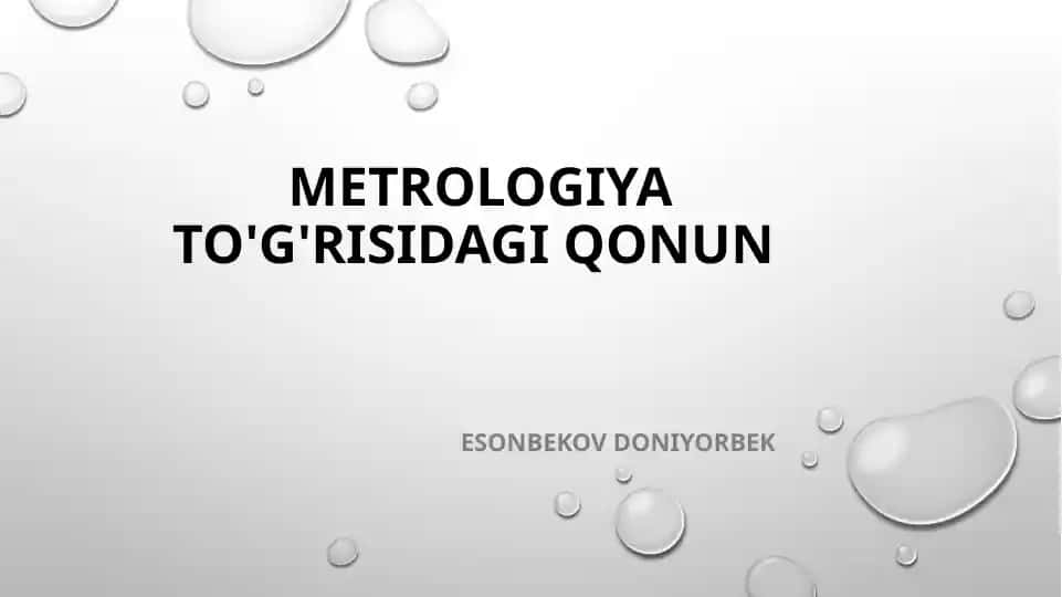 Metrologiya to'g'risidagi qonun