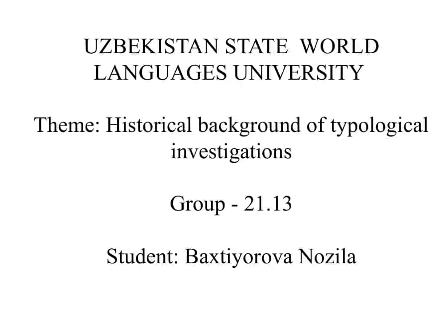 Typological Studies