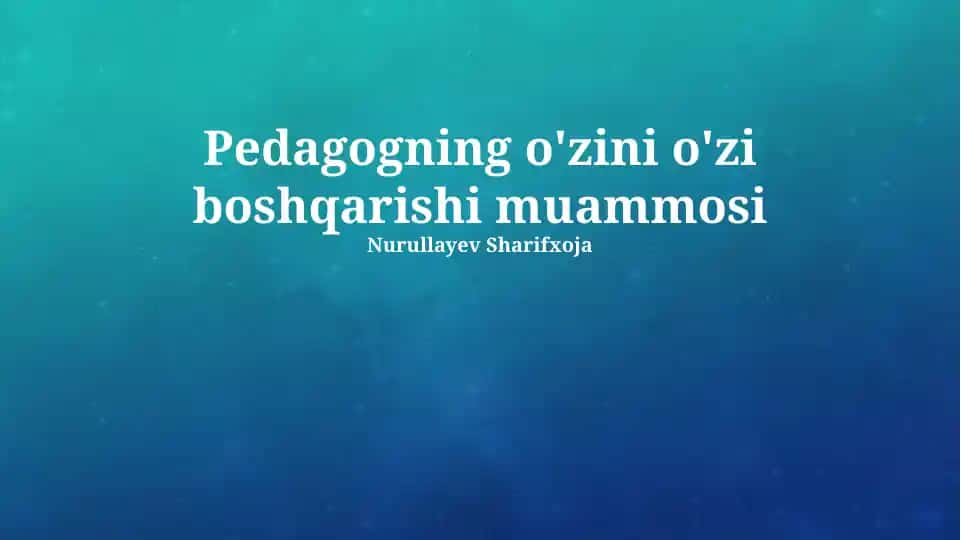 O'z-o'zini boshqarish muammosi