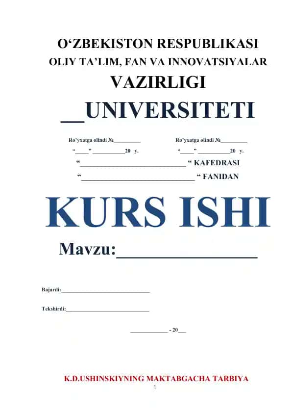 K.D.Ushinskiyning maktabgacha tarbiya to‘g‘risidagi qarashlari