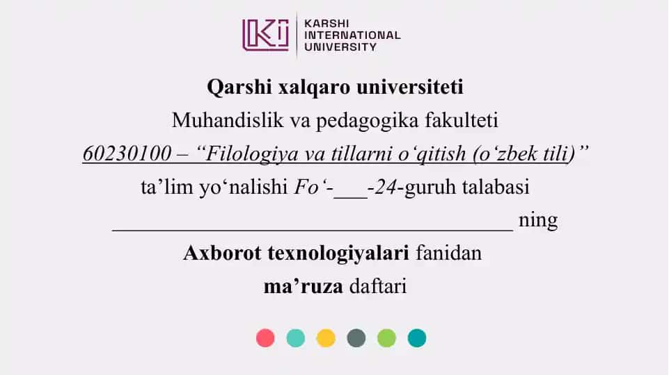 Filologiya va tillarni o‘qitish (o‘zbek tili)