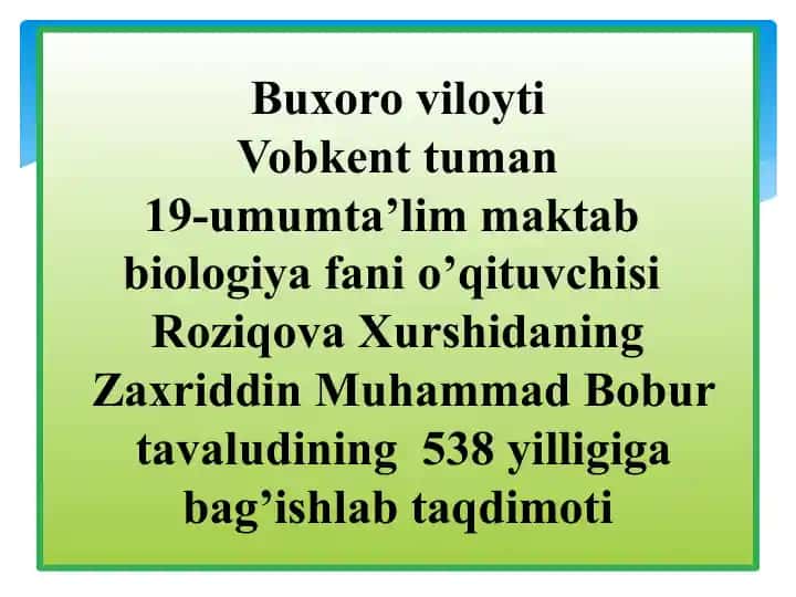 Zahiriddin Muhammad Bobur hayoti