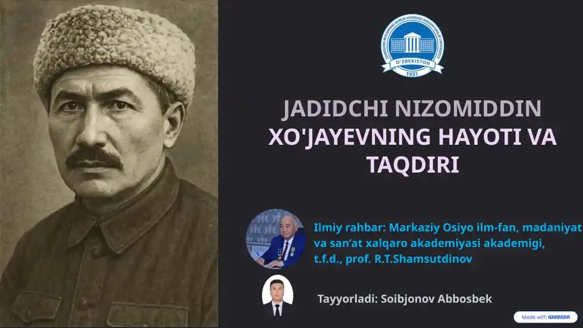 Jadidchi Nizomiddin Xo'jaevning Hayoti va Taqdiri