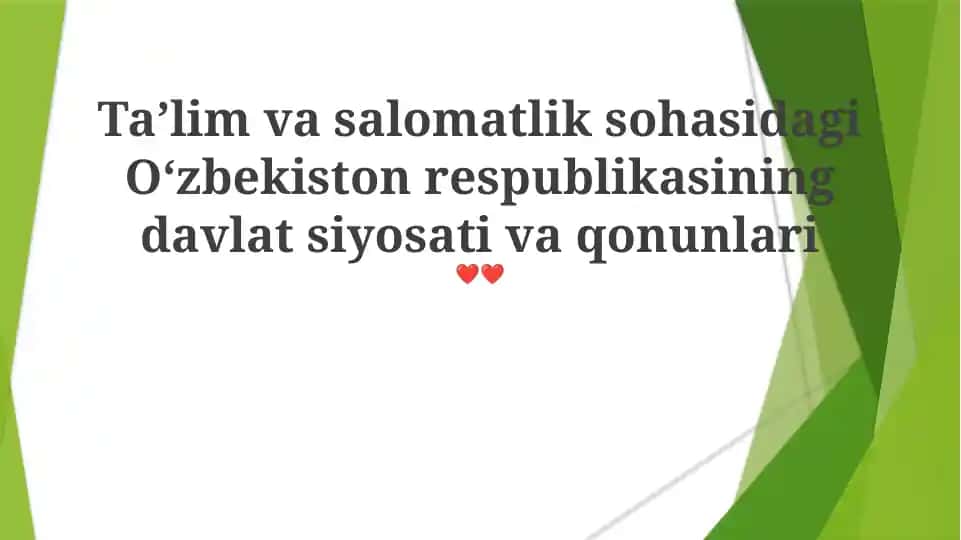 Oʻzbekiston respublikasining davlat siyosati va qonunlari