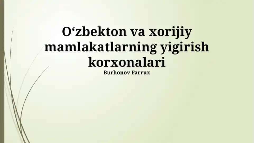 Oʻzbekton va xorijiy mamlakatlarning yigirish korxonalari