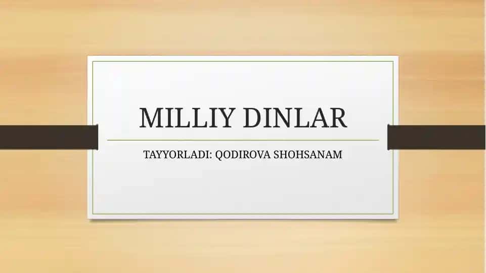 Milliy Dinlar