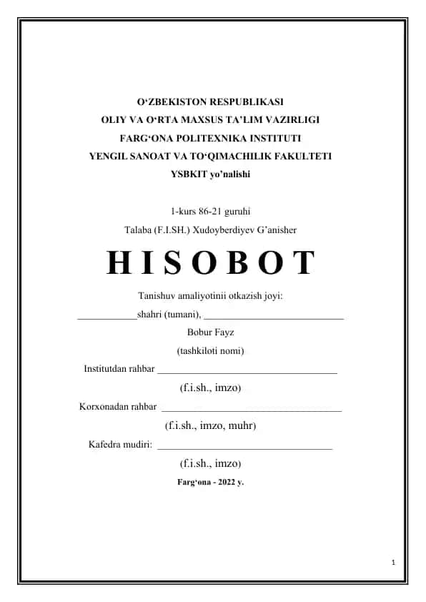Korxona xaqida ma'lumotlar
