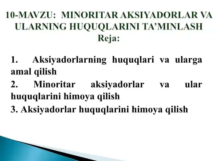 MINORITAR AKSTYADORLAR VA ULARNING HUQUQLARINI TA’MINLASH