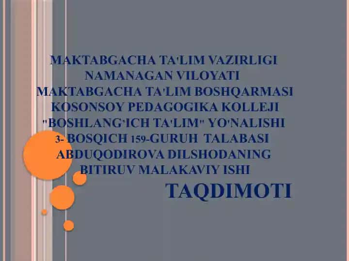 Bitiruv malakaviy ishi taqdimoti