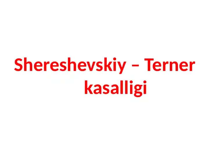 Shereshevskiy – Terner kasalligi