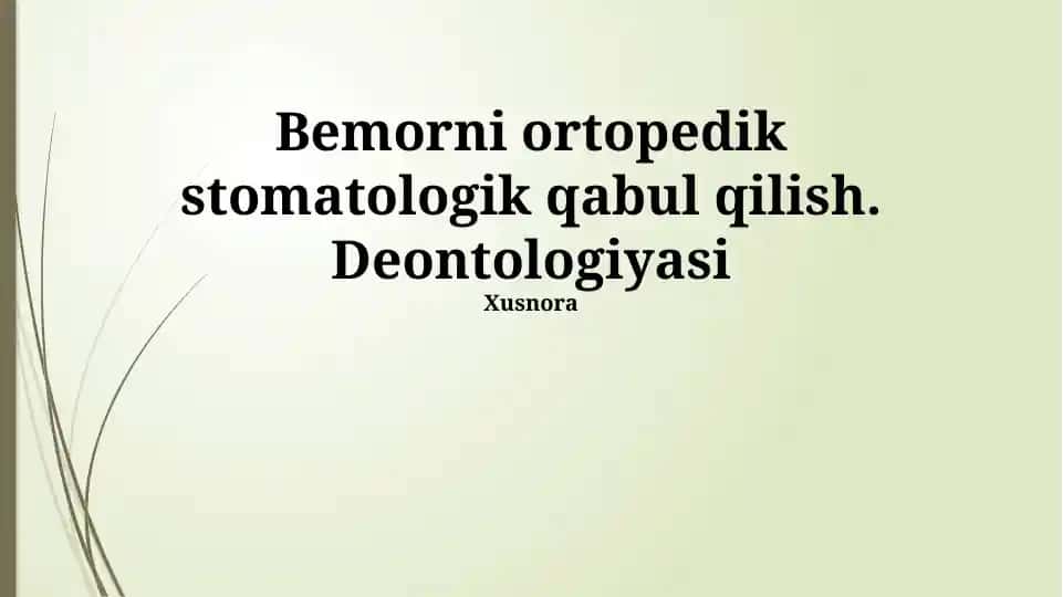 Ortopedik Stomatologik Qabul