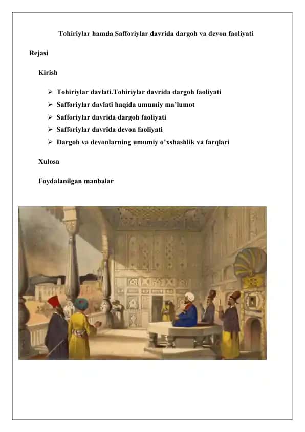 Tohiriylar hamda Safforiylar davrida dargoh va devon faoliyati 25