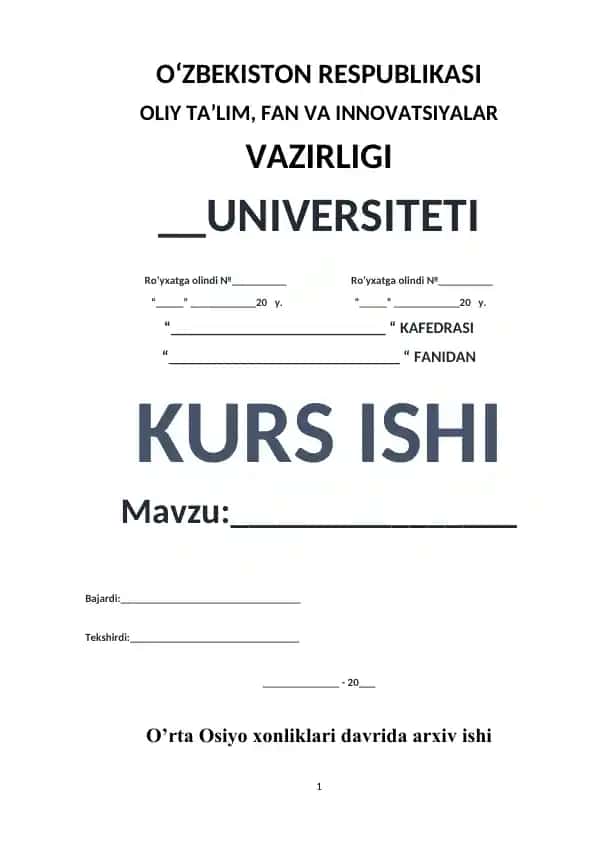 Arxiv Ishlariga oid Kurs Ishi