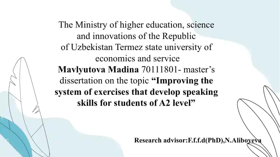 Improving the system of exercises that develop speaking skills for students of A2 level