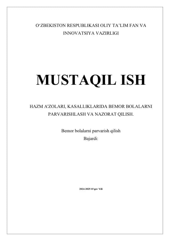 Hazm a'zolari va kasalliklarining asosiy tushunchalari