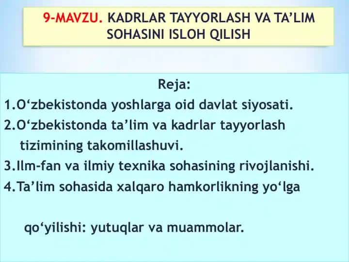 Davlat siyosati va yoshlar